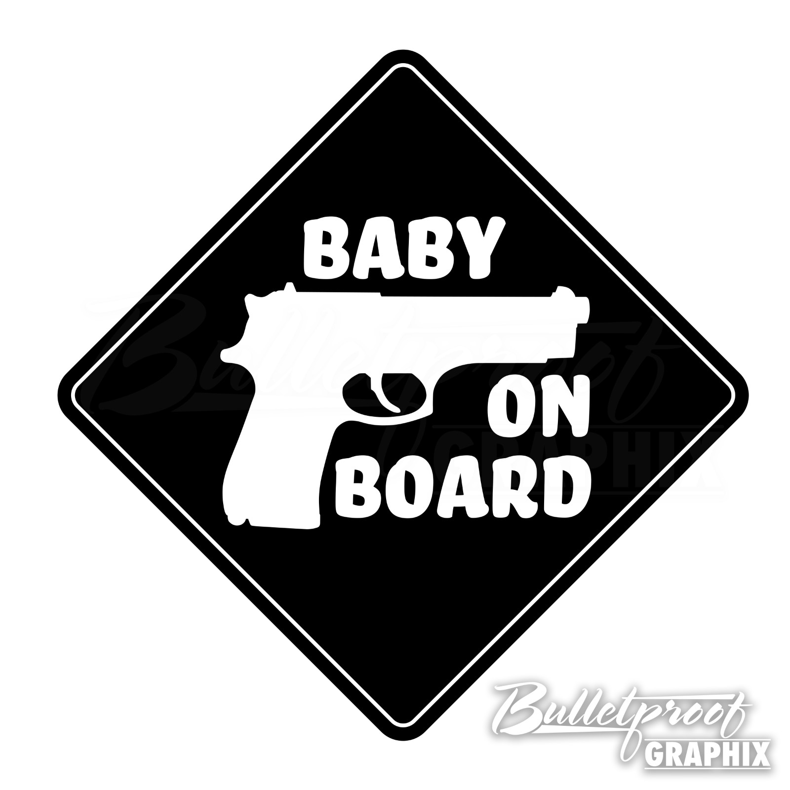 Gun Baby on Board Die Cut Vinyl Window Decal Bumper Sticker Gun NRA 9mm Pro 2a