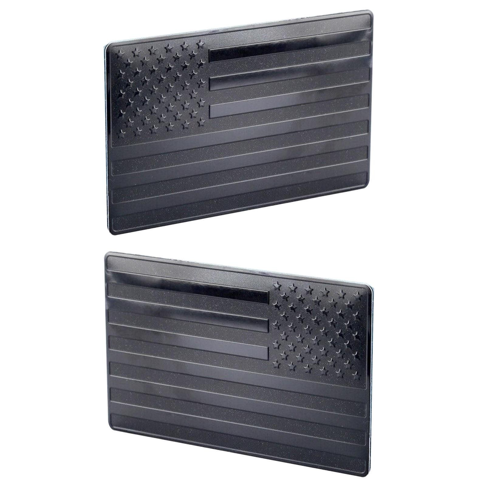 2PCS Metal Durable USA Flag Sticker American Car Truck Decal Emblem Black 3D