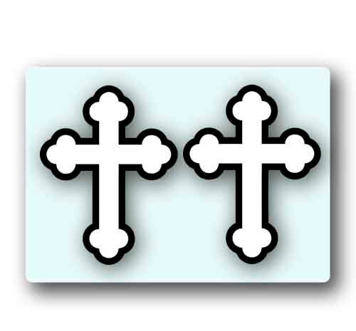 2 Wood Cross Stickers 4.3″ Tall Crucifix Orthodox Jesus Christ Christian Decal