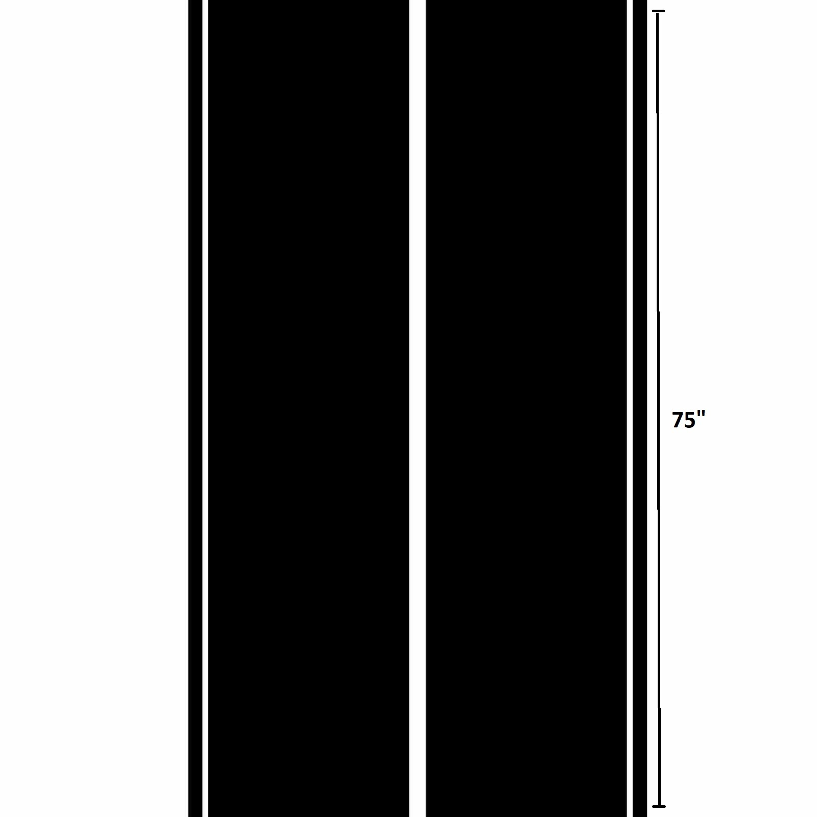 75″x15″ Racing Stripes Hood Roof Body Stickers Sports Race Car Decor Matte Black