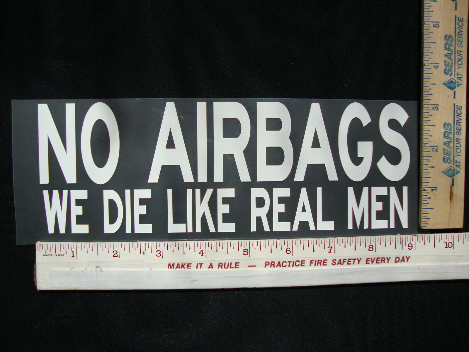 NO AIRBEGS WE DIE LIKE REAL MEN Bumper Sticker Decal 9″X3″ 3M UV VINYL