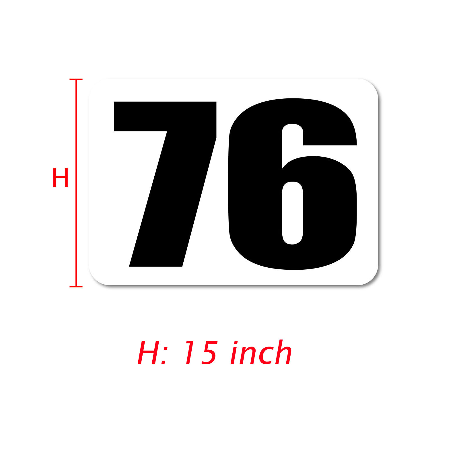 Racing Track Day Car Door Number Stickers 15″ Height Vinyl Decal 2 Pieces