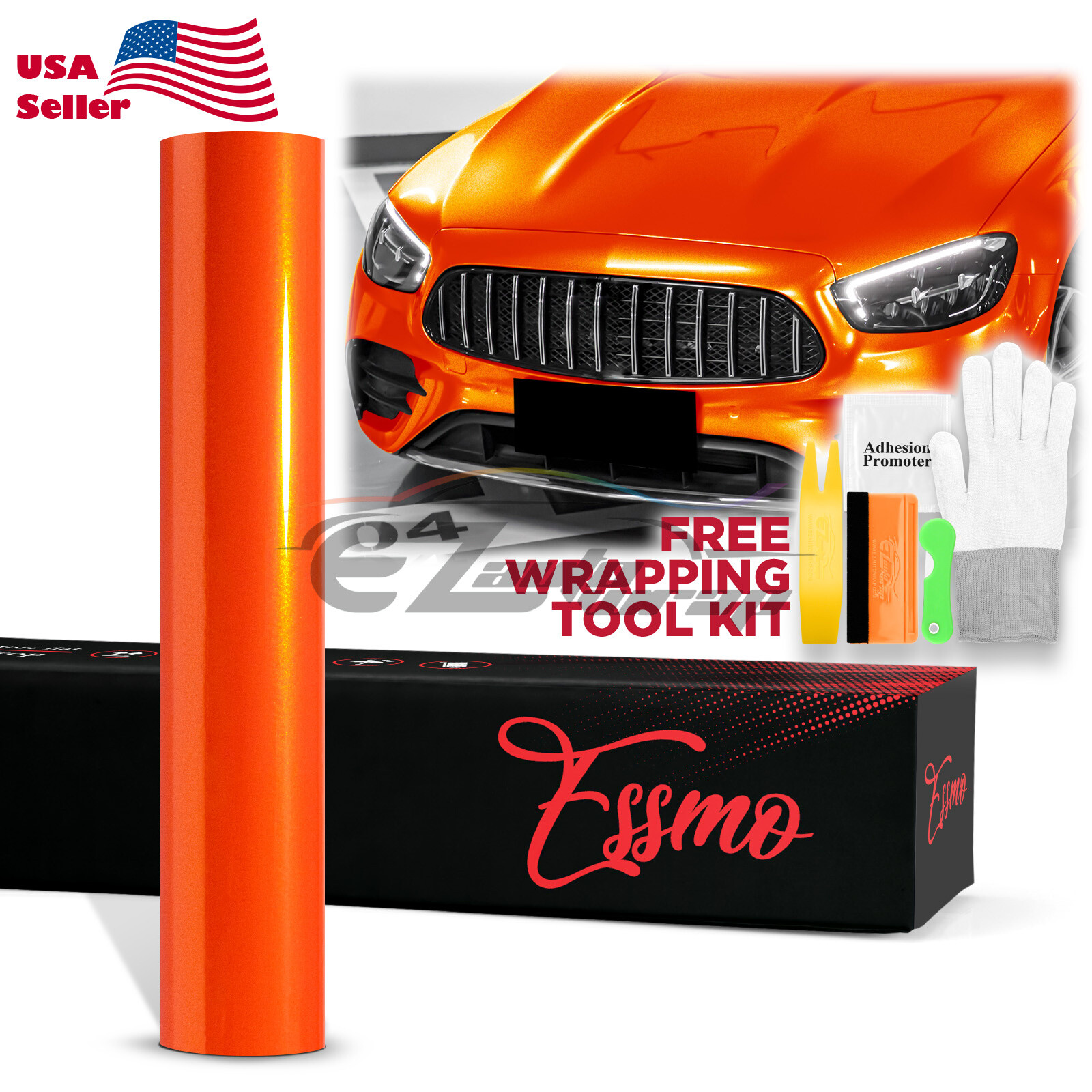 Premium Super Gloss Metallic Orange Vinyl Car Wrap Sticker Decal Sheet Film DIY