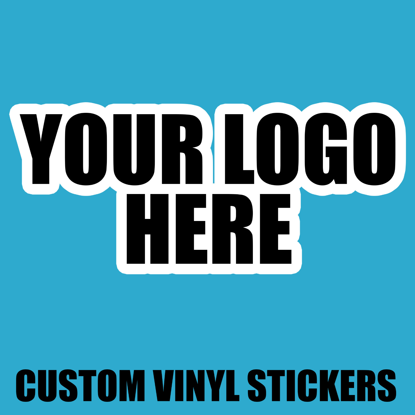 CUSTOM LOGO STICKER White Round Square Shape Multiple Sizes