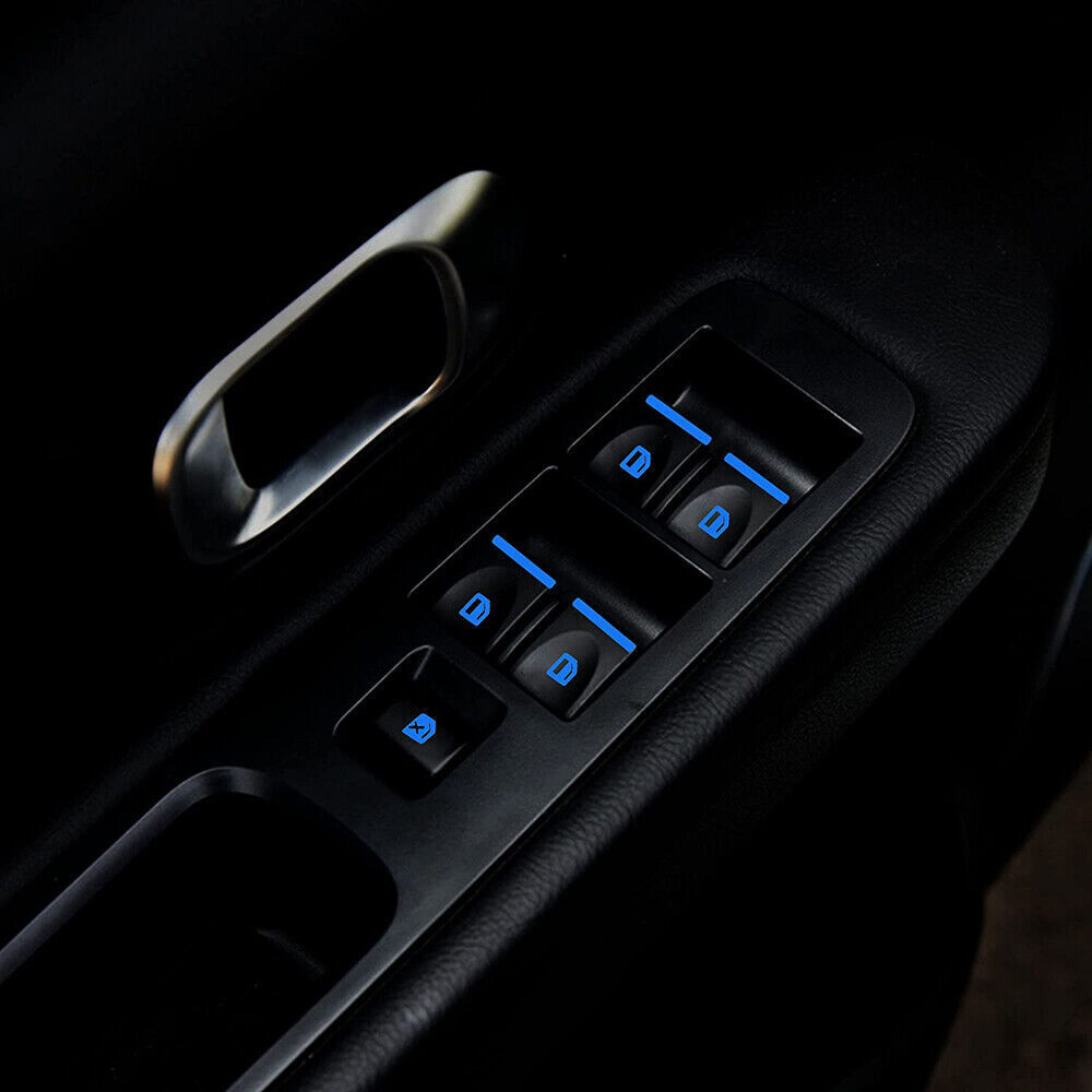 Car Door Window Switch Luminous Blue Sticker Night Safety Decal Glow In The Dark