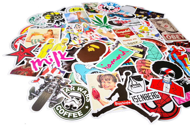 50 Pcs RANDOM DC Vans Fashion Stickers Bomb Motorcycle Helmet Motocross Decals