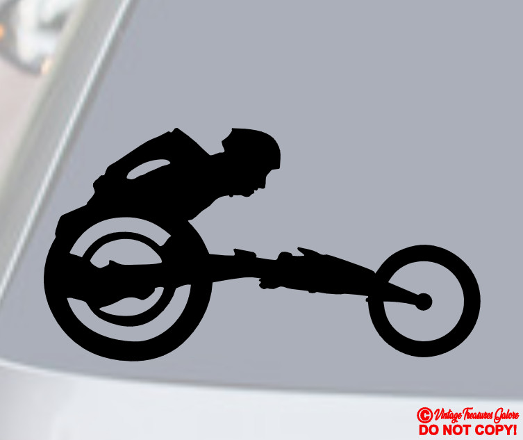 WHEELCHAIR RACING VINYL DECAL STICKER CAR WINDOW BUMPER HANDCYCLE PARA-CYCLING