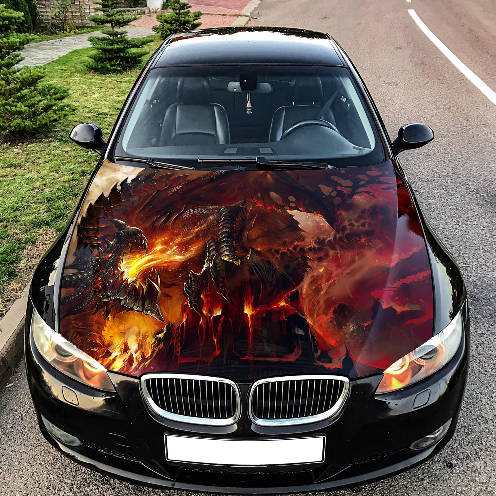 Fire Dragon Car Hood Wrap Decal Vinyl Sticker Full Color Graphic Fit Any Car A