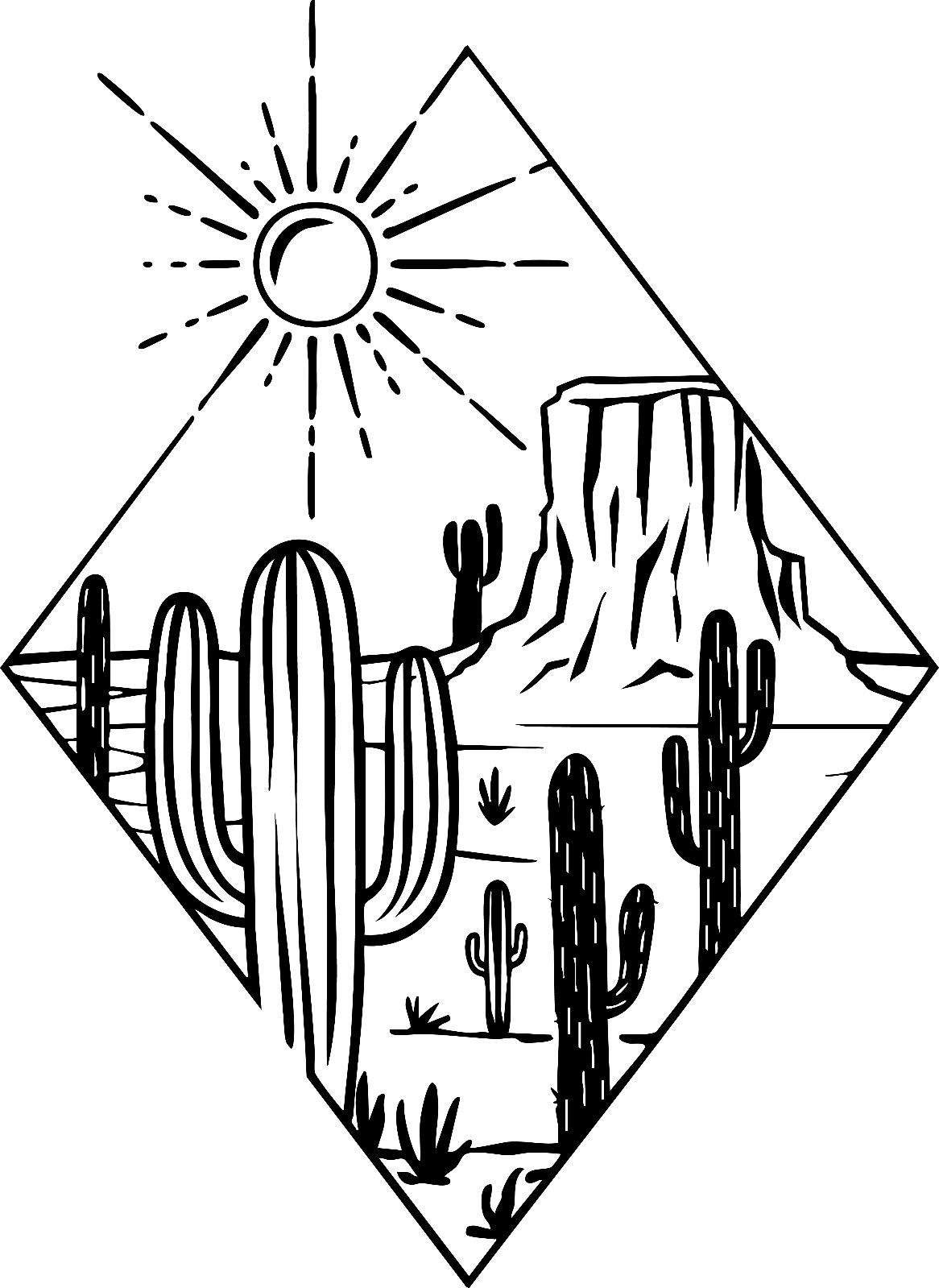 Desert Cactus Landscape Premium Customizable Vinyl Decal Waterproof