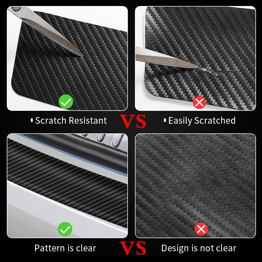 Car Door Sill Scuff Plate Cover Rear Bumper Trim Strip Sticker Guard Protector