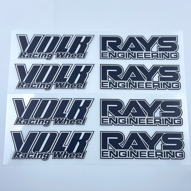 8pcs Black JDM Japan Rays Engineering VOLK Racing TE37 Wheel decals sticker 1set