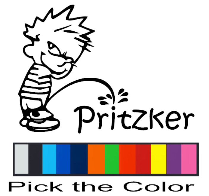 Vinyl Decal Bumper Window Car Truck Sticker – Pritzker Sucks Kelvin Pissing