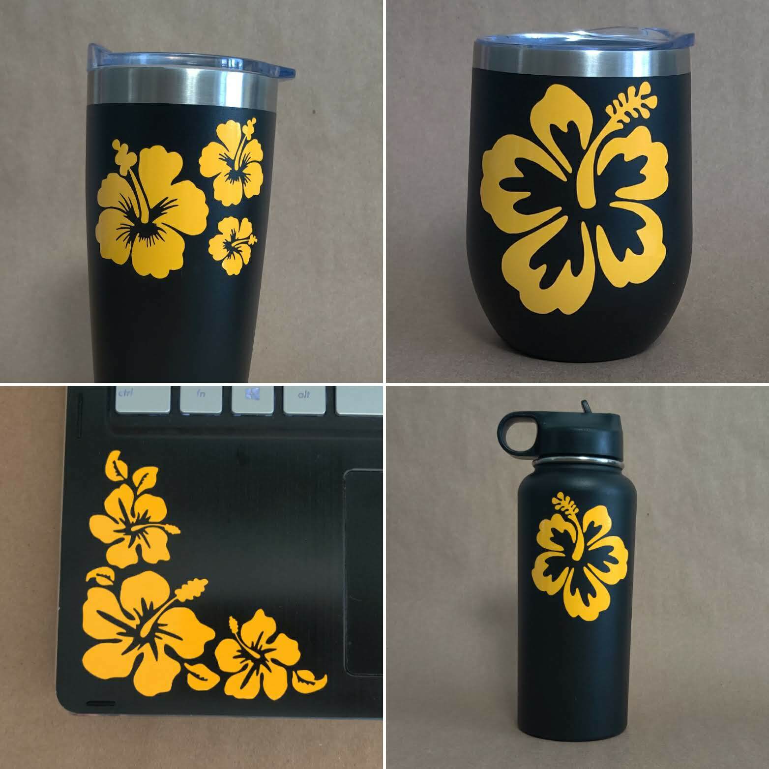 Hibiscus Hawaiian Flower Decals 4 Pack