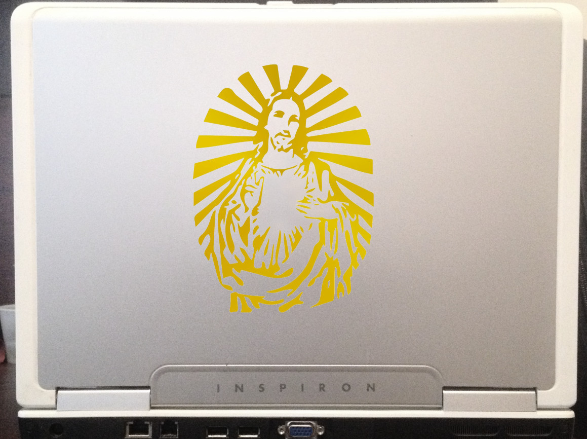 Beautiful Tribal Jesus Christ silhouette car truck decal sticker laptop 6″ Gold