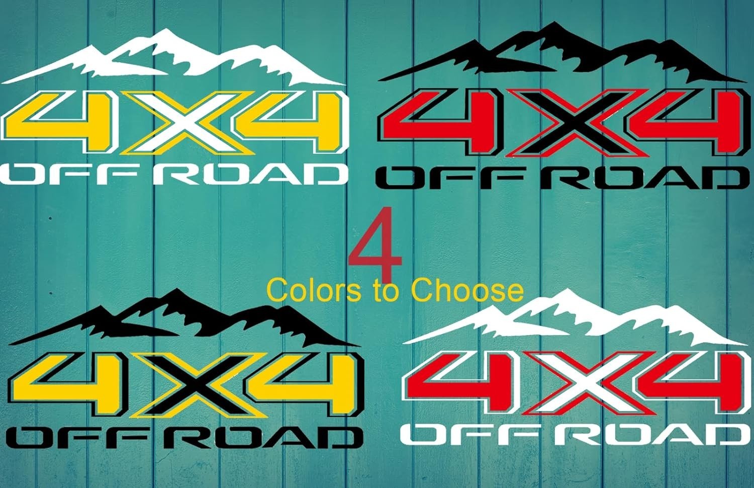 2Pcs Waterproof Off-Road Decal Stickers – Bold Yellow & Black Mountain Design