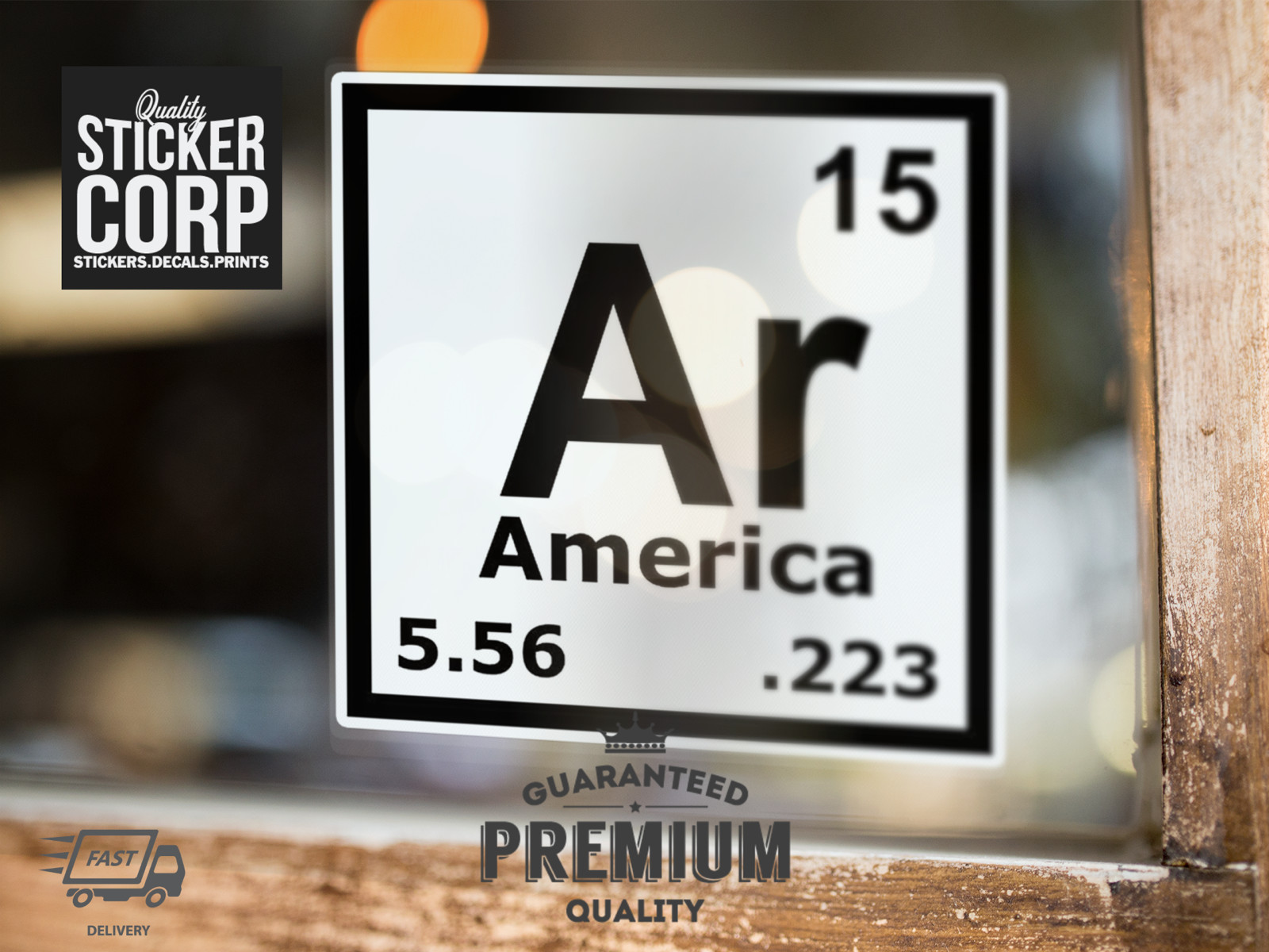 SECOND AMENDMENT GUN RIGHTS AR PERIODIC TABLE ELEMENT STICKER – 3 X 3 IN