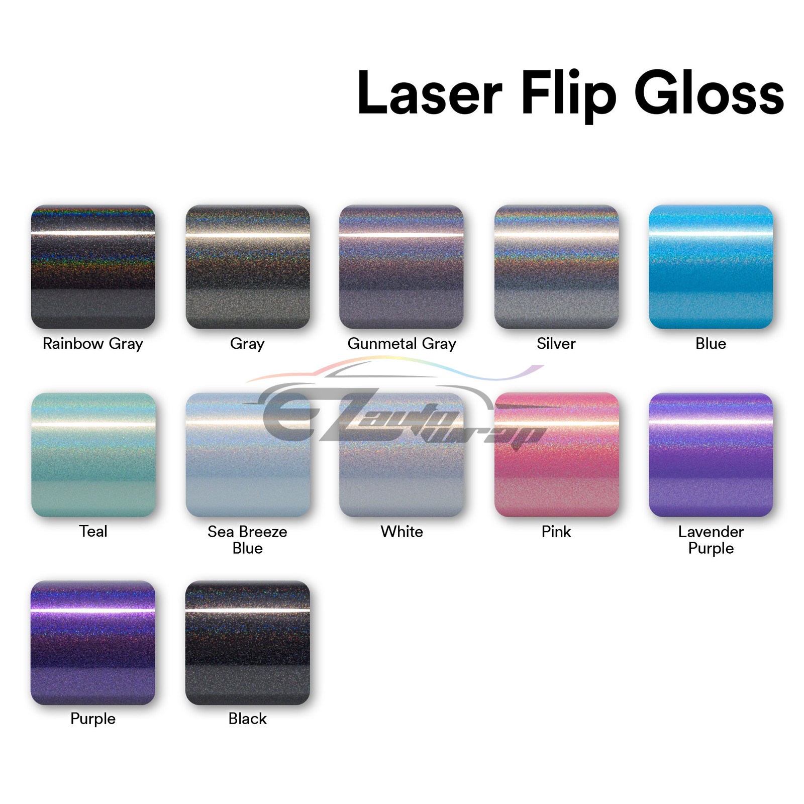 Laser Flip Gloss Metallic Glossy Rainbow Holographic Vinyl Wrap Air Release