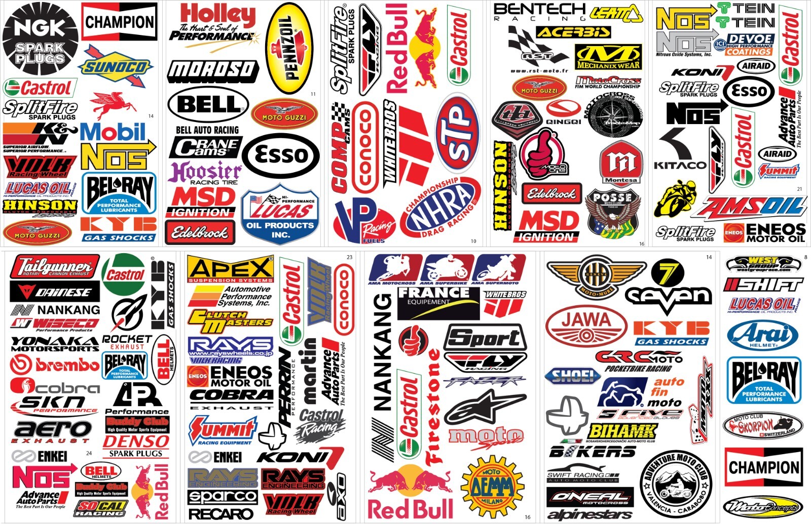 155 Massive Lot of Car Motorcycle Racing Motocross Helmet Vinyl Decals
