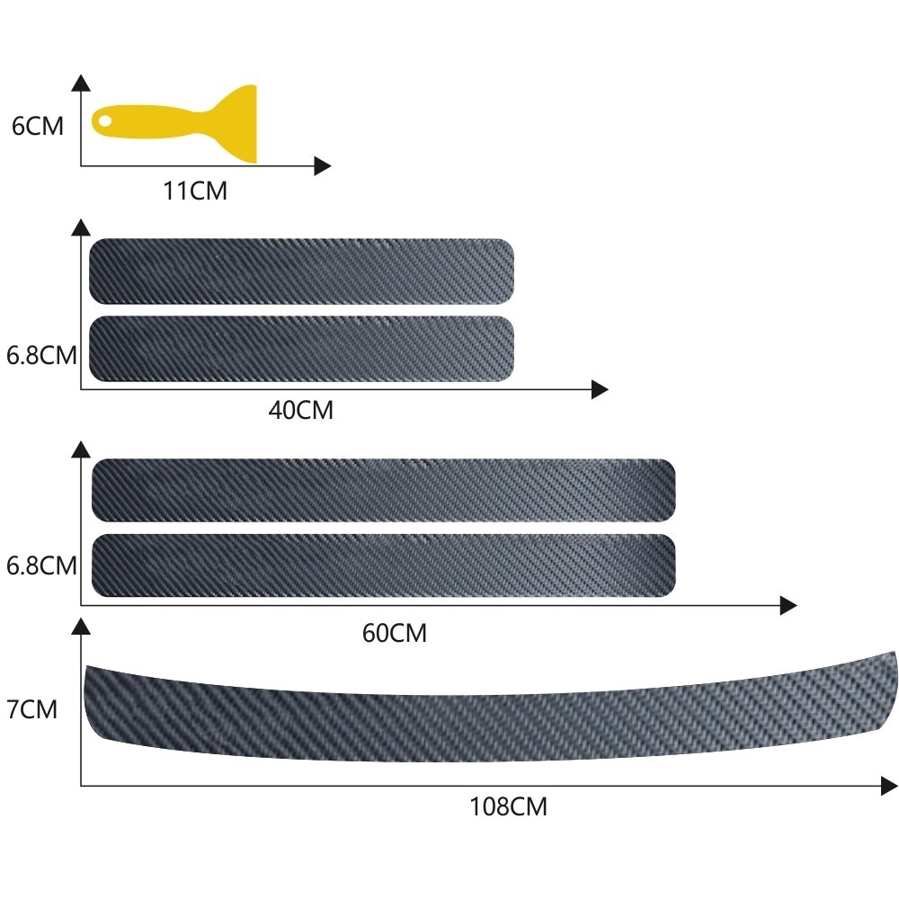 Car Door Plate Sill Scuff Cover Anti Scratch Kick Sticker Protector Carbon Fiber