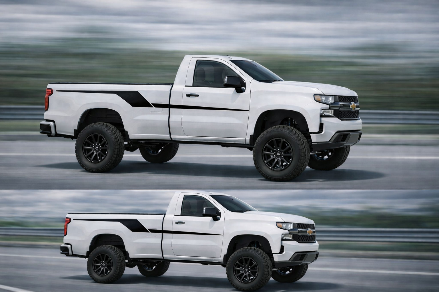 Sport Design Side Stripes Compatible With Chevy Silverado Premium Vinyl