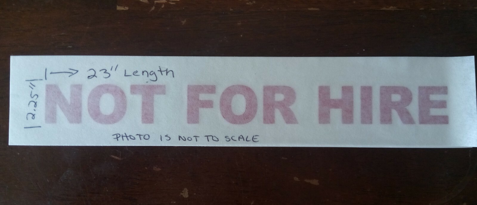 6 Pack RED NOT FOR HIRE DECAL KIT US DOT Approved Size