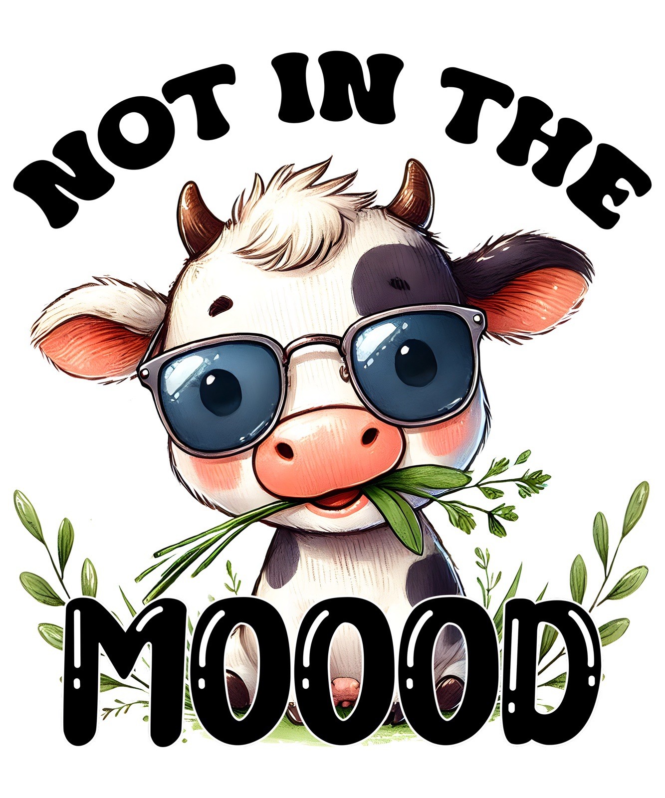 Sarcastic Funny Animal Sticker (3 Inch) Cow Wearing Sunglasses Not In Mood Moo!
