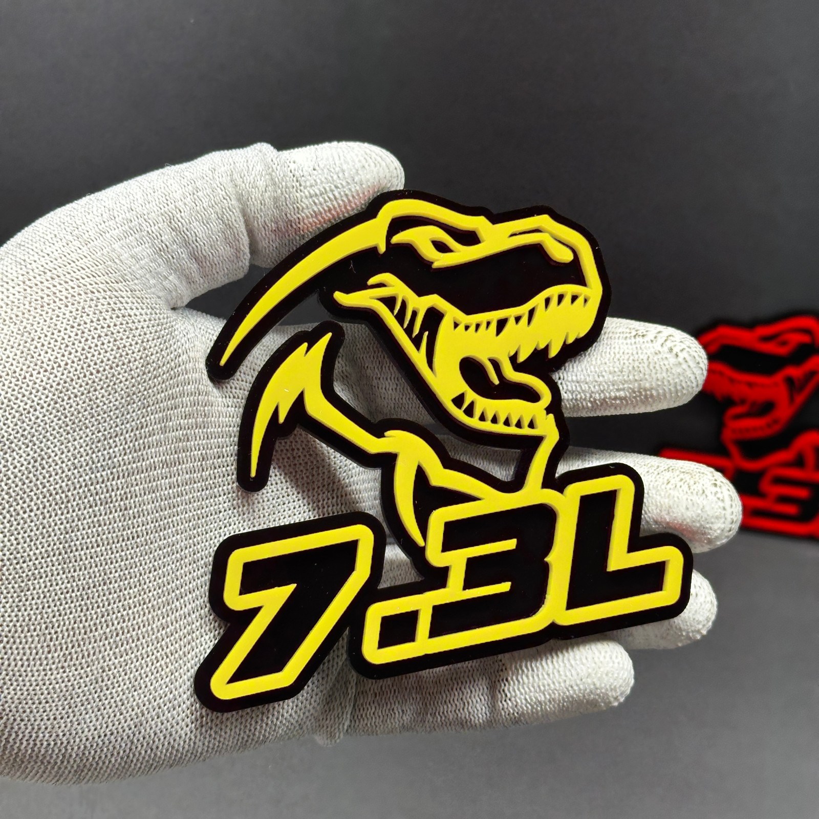 2 BADGES Yellow/Black Godzilla Badges Emblem RAGING 7.3 Fender Angry,Aggressive