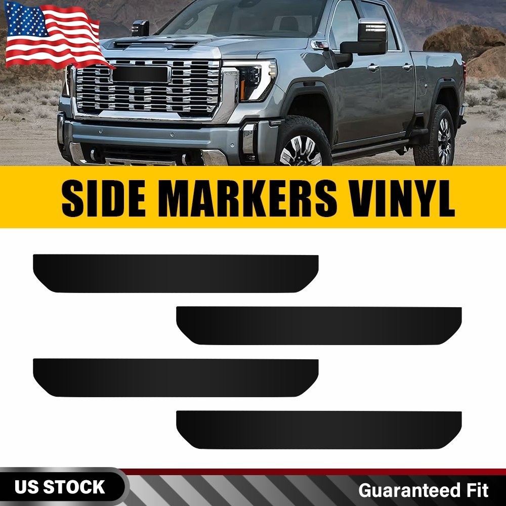 4X Side Marker Light PreCut Film Tint For 2024-2025 GMC Sierra Adhesive Backs