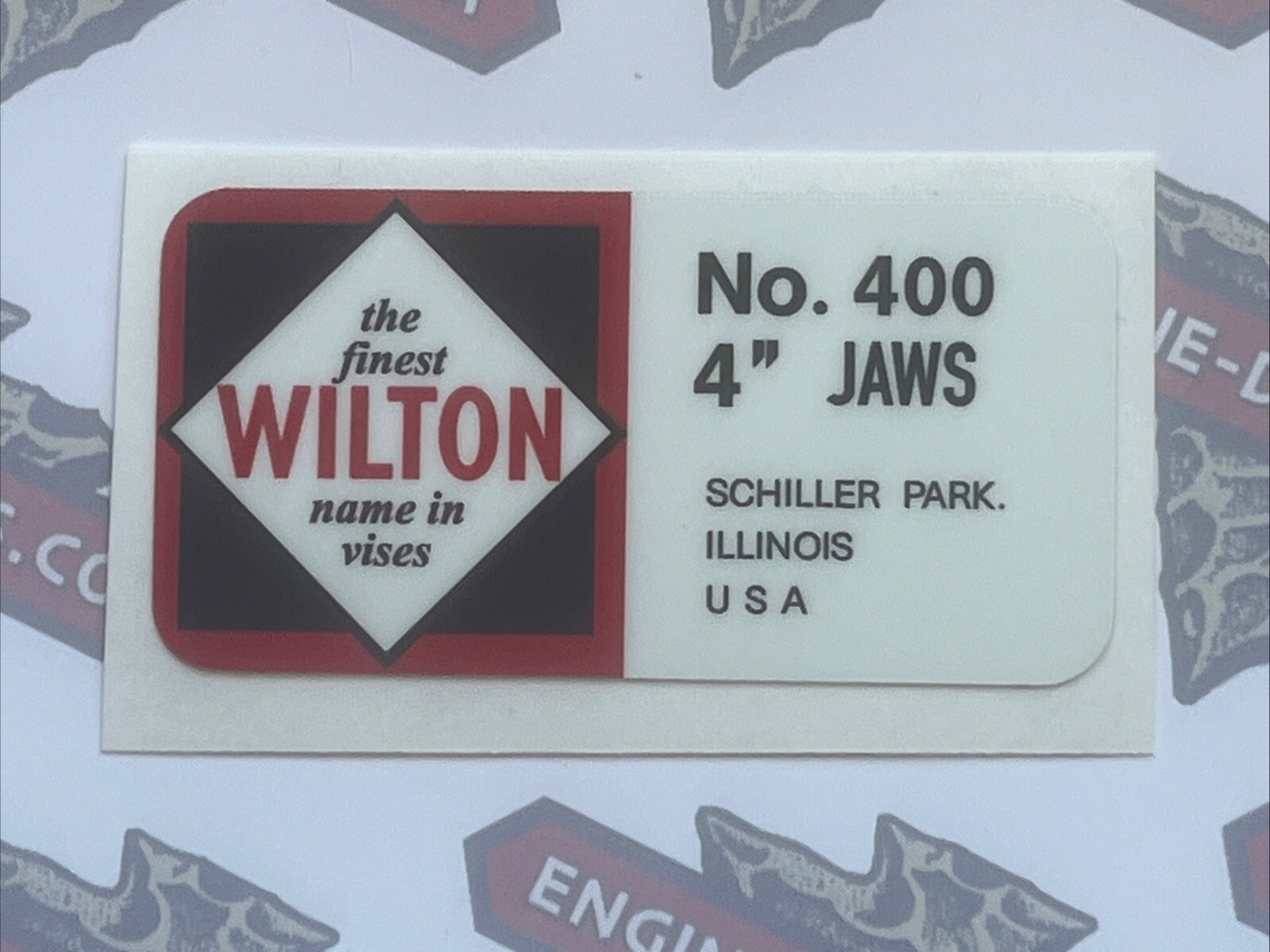 Wilton Vise No 400 4” Jaws Vise Decals Red Black & White Schiller Park 1
