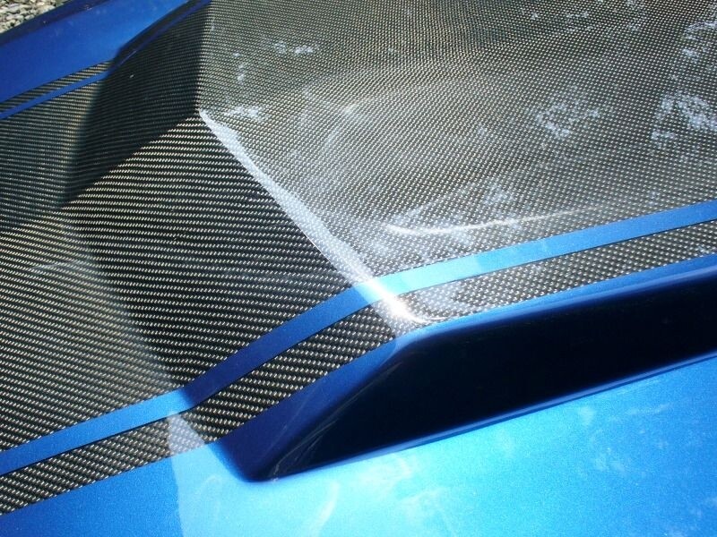 75″x17″ Carbon Fiber Stripes Hood Roof Trunk Stickers Universal Race Car Decals