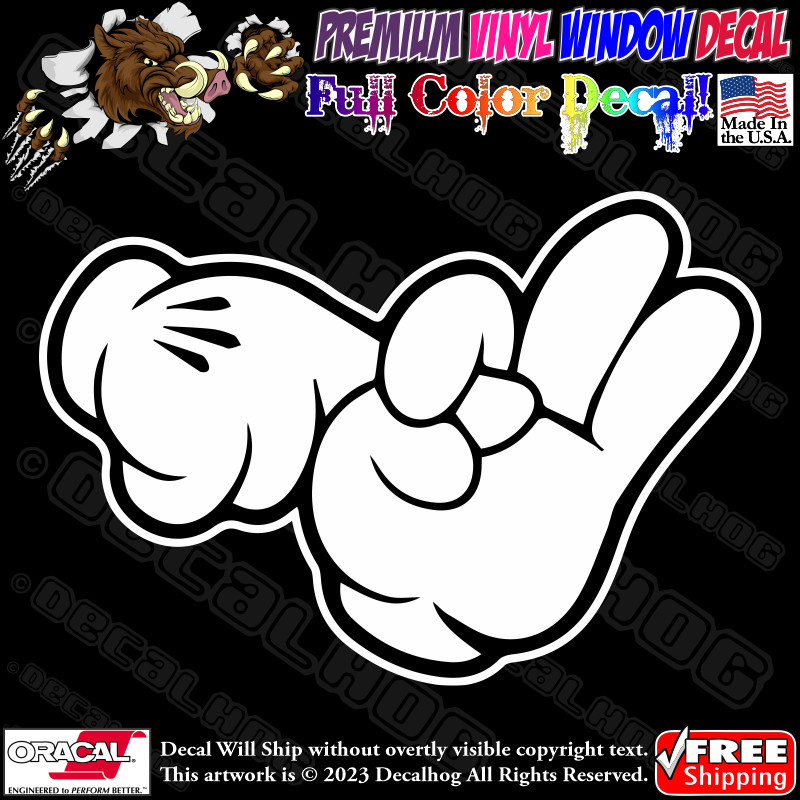 JDM Dirty Mickey Hands Funny Full Color Car Truck Window Vinyl Decal Sticker.
