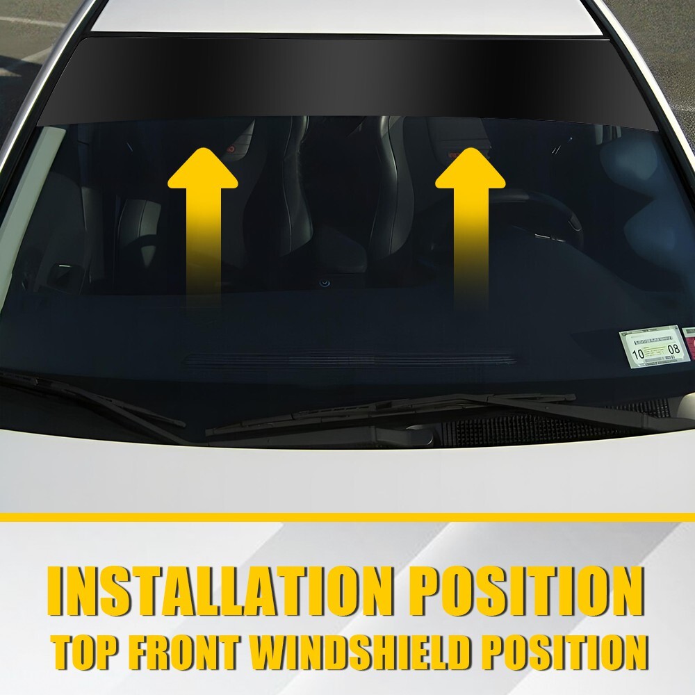 60×12” Window Tint Windshield Sun Visor Vinyl Decal Strip Sticker Matte Black
