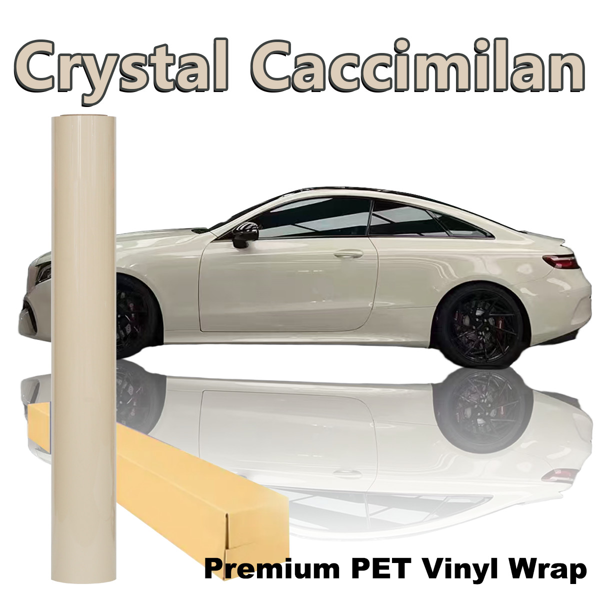 5FTx50FT PET Crystal Khaki Milan Vinyl Wrap Self-Adhesive Air Release US Stock