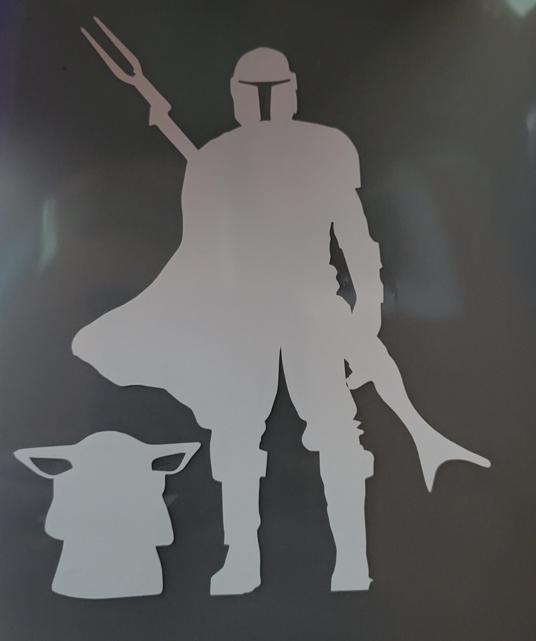 Mando and Grogu Silhouette Vinyl Decal Sticker Baby Yoda Car Truck Window