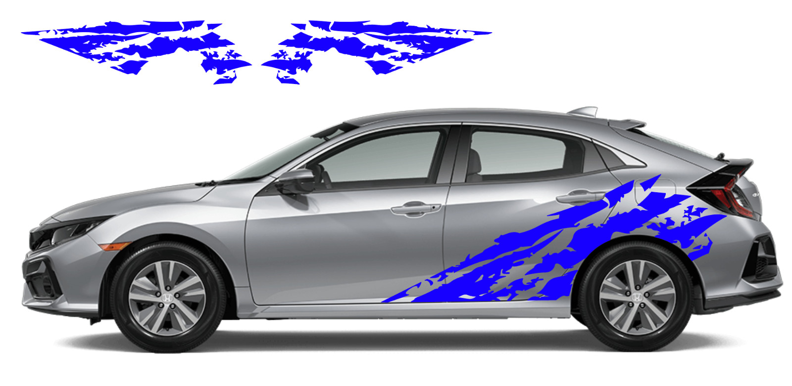 x2 Distressed Side Splash Vinyl Decals Fits 2021 Honda Civic EX Hatchback