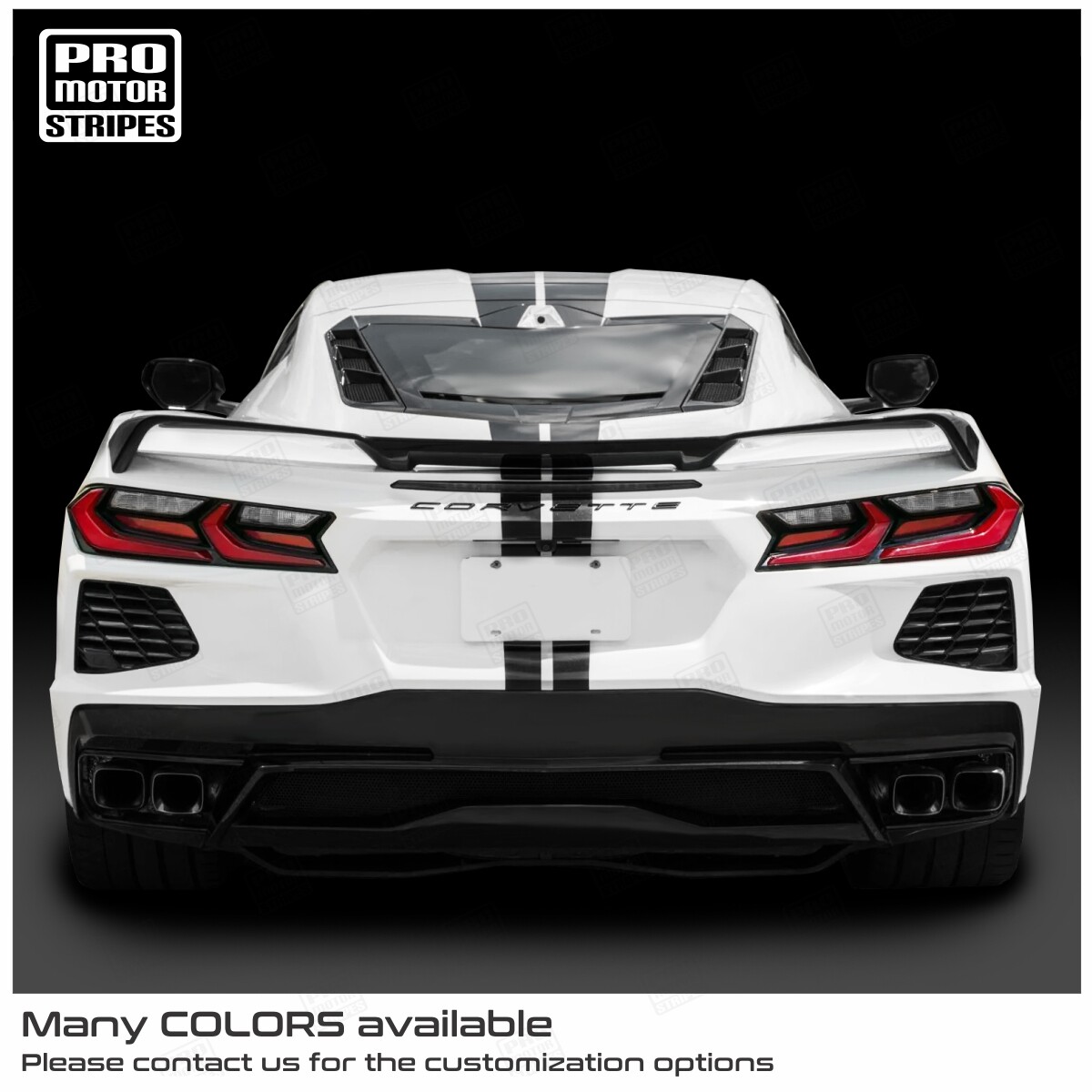 Chevrolet Corvette C8 2020-2024 Top Double Rally Stripes Decals (Choose Color)