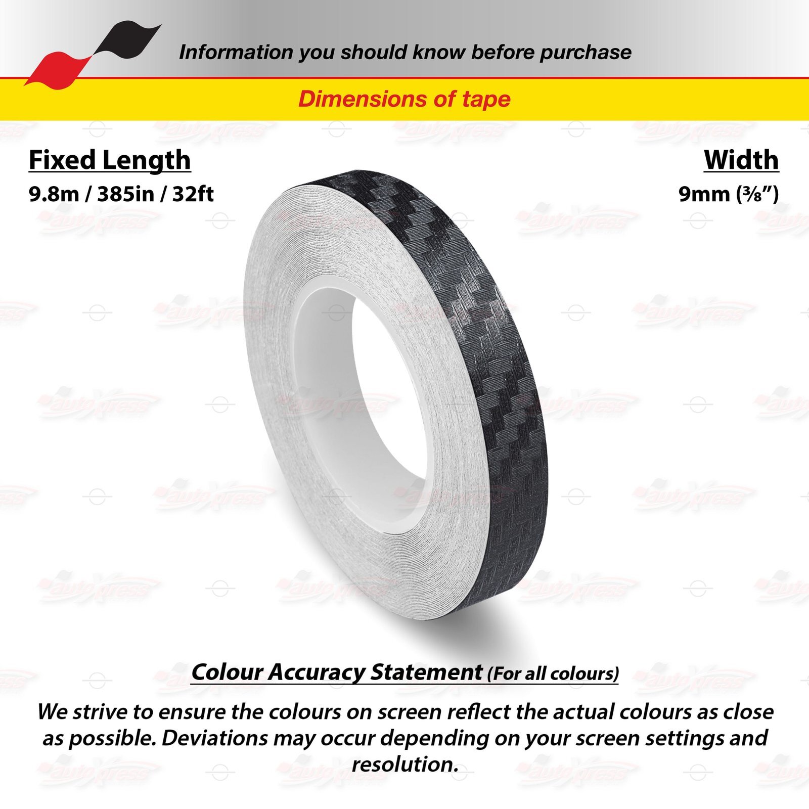 CARBON FIBER BLACK 9mm 3/8″ Roll PIN STRIPE PinStriping TAPE Decal Vinyl Sticker