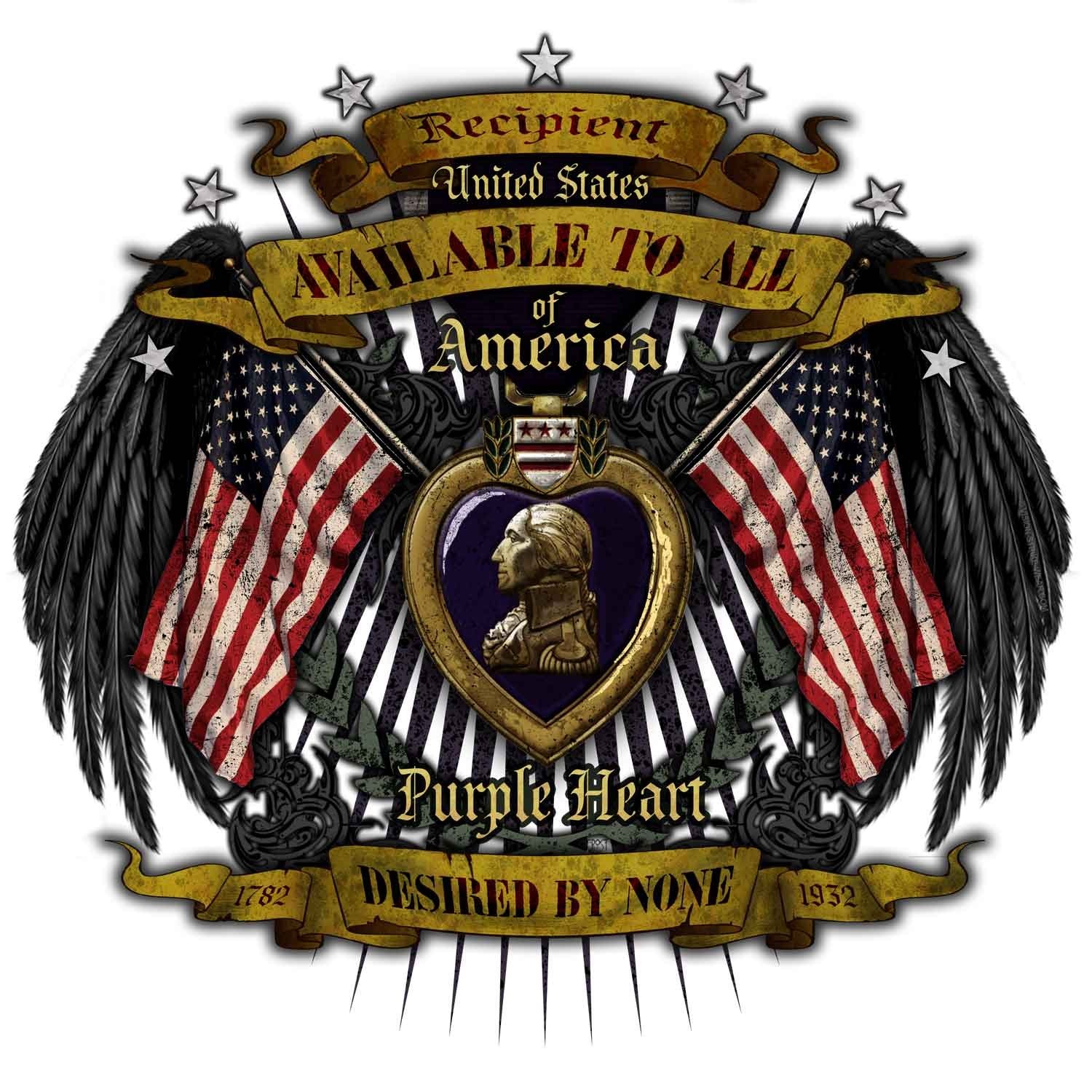 US Veteran Purple Heart to All Desired by None 3-18 Inch Custom Decal Sticker