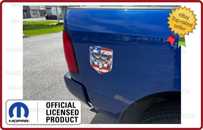 2x Dodge RAM Head Shield Logo Truck Decals Stickers American Flag USA FD1A0