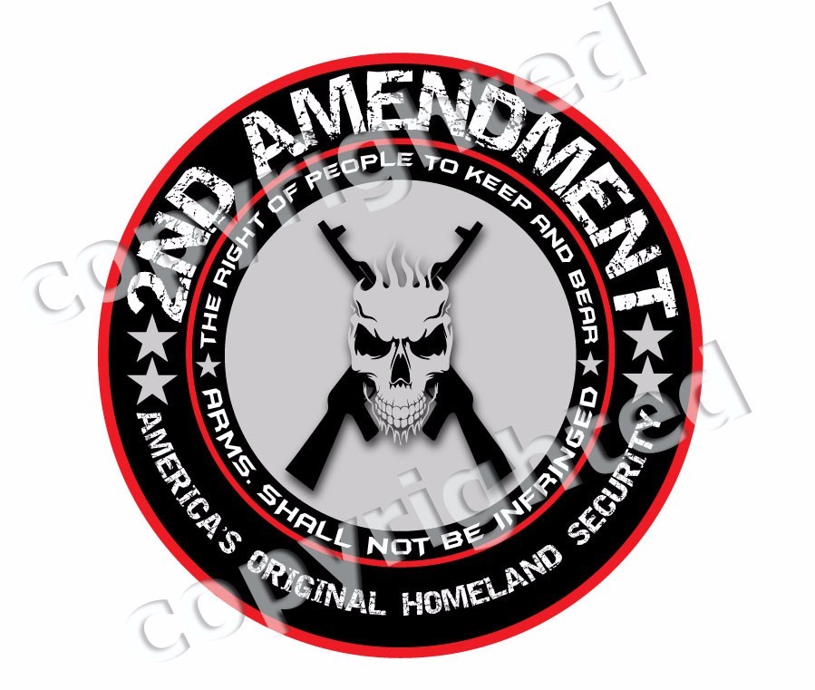 4.5″ 2nd Amendment Decal Sticker Bumper Molon Labe Southern Battle Skull set (2)
