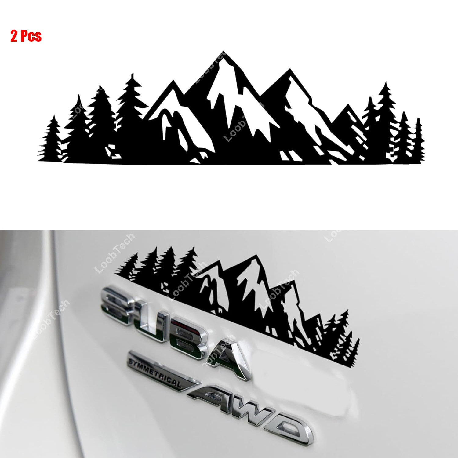 Vinyl Tailgate Emblem Decals Snow Mountain Tree Car Exterior Trunk Badge Sticker