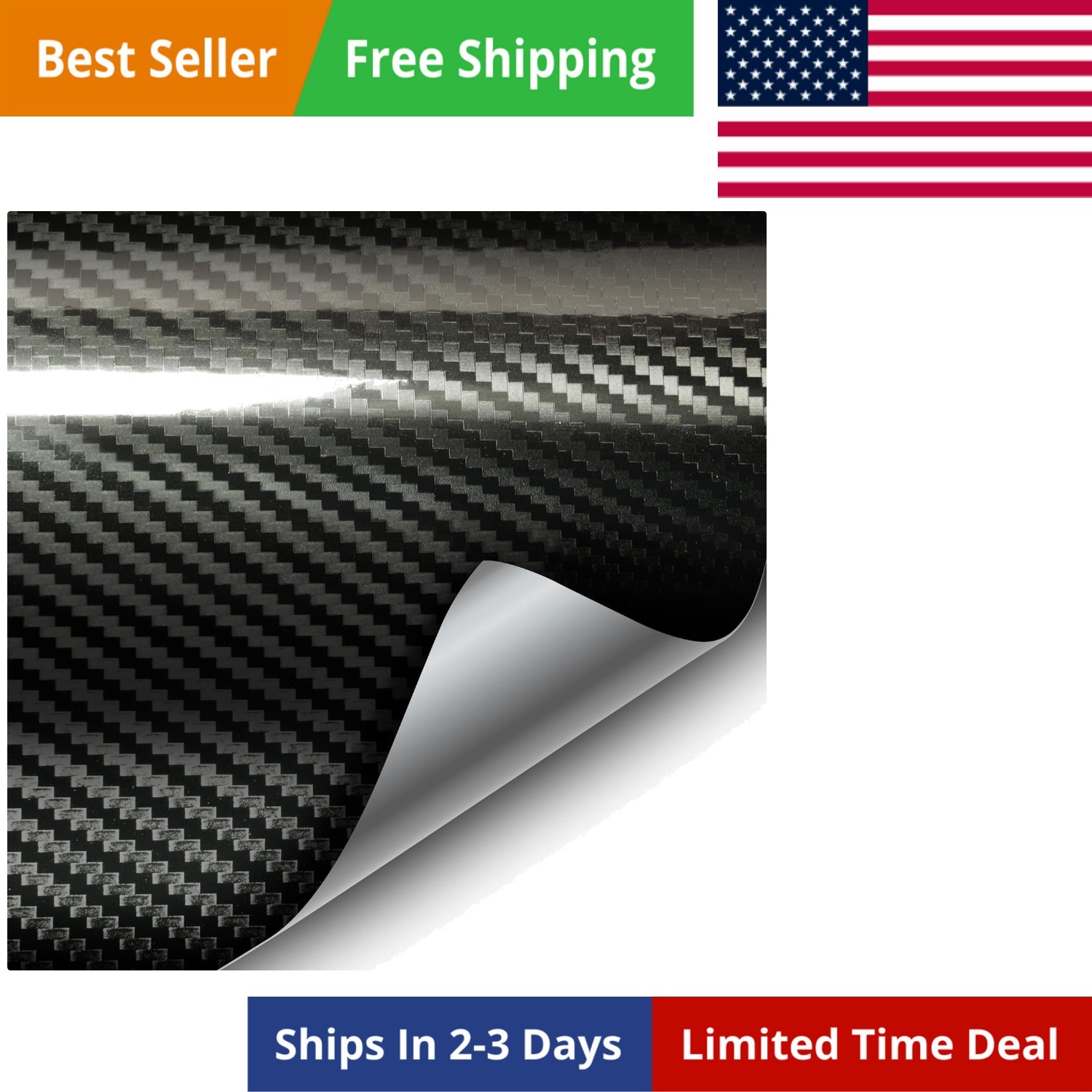 Epoxy High Gloss Carbon Vinyl Automotive Wrap Film DIY Easy to Install No Mes…