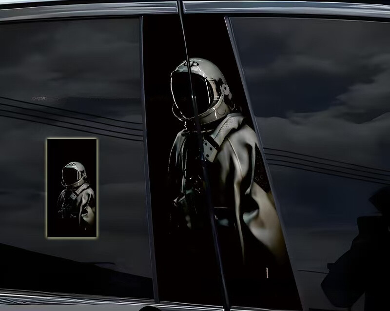 2pcs Black White PersonalityCar Center Pillar Sticker B-pillar Protective Film