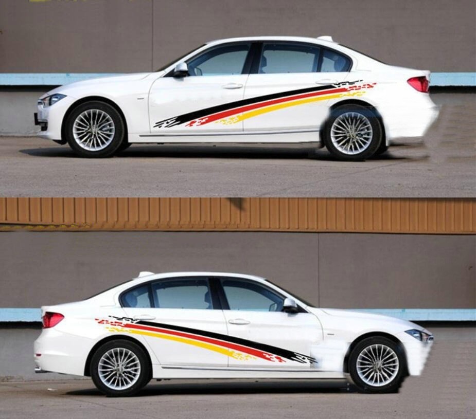 Graphics Tricolor Car Stickers For All Car Side Racing Stripe Decal Custom 2 PCS