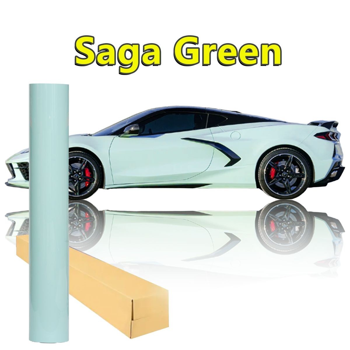 5FTx50FT PET Gloss Sage Green Vinyl Wrap US Stock Car Wrap Air Release