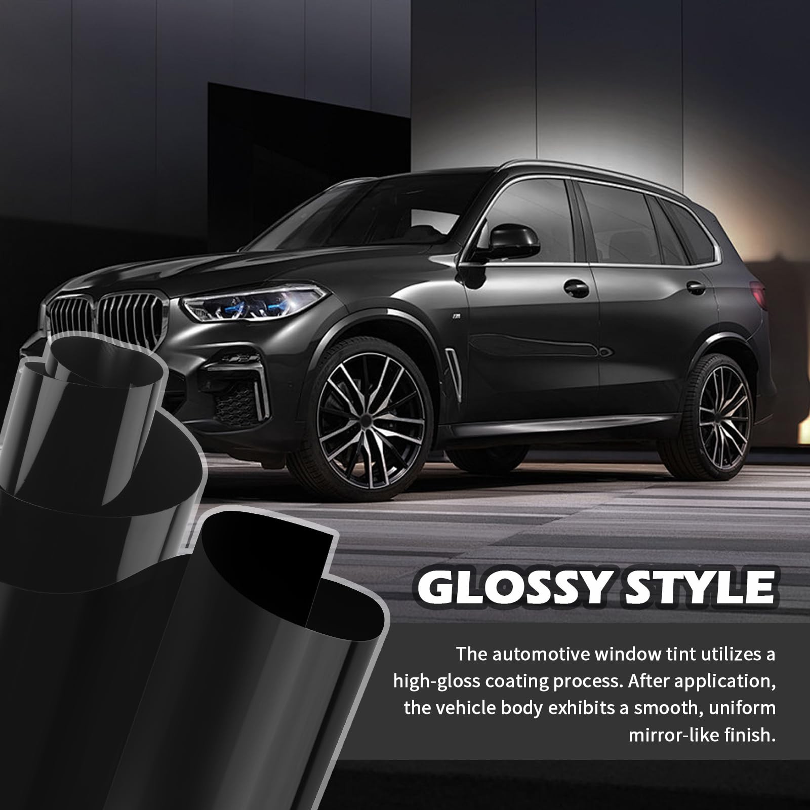 4.9 x 0.98Ft Car Wrap Vinyl,High Gloss Black Vinyl 59×11.81×0.01 inch,