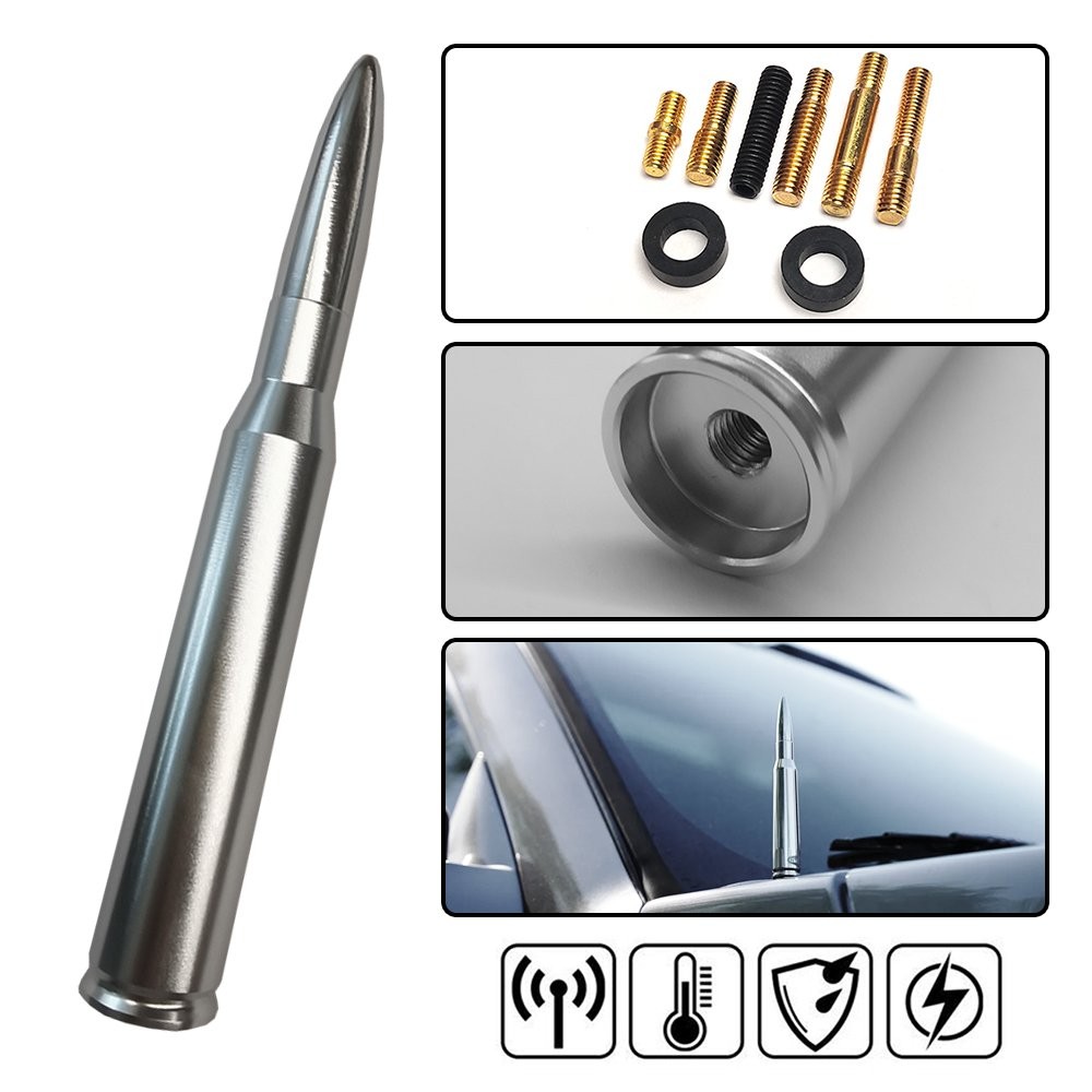 50 Cal Silver Bullet Antenna Heavy Gauge CNC Machined Billet Short For Fo A