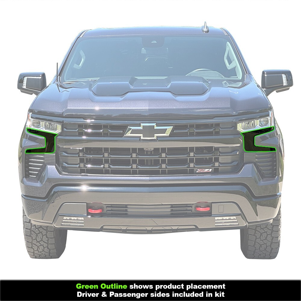 Crux Moto Headlight Tint Lower Overlay Dark Smoke 20% for Silverado 1500 22+