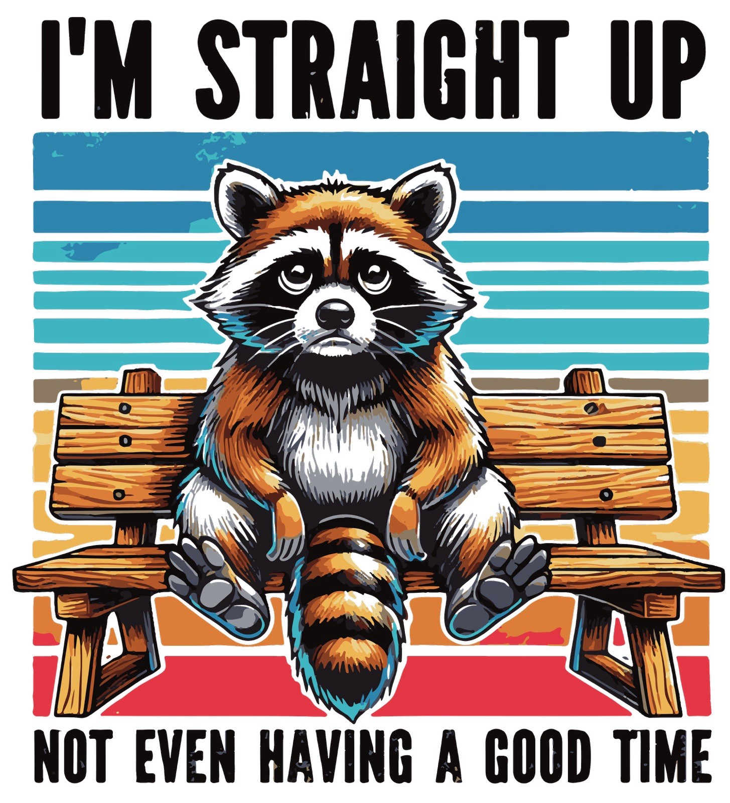 Raccoon Phone Sticker (2 Inch) Raccoon Sitting Bench Straight Up Not A Good Time