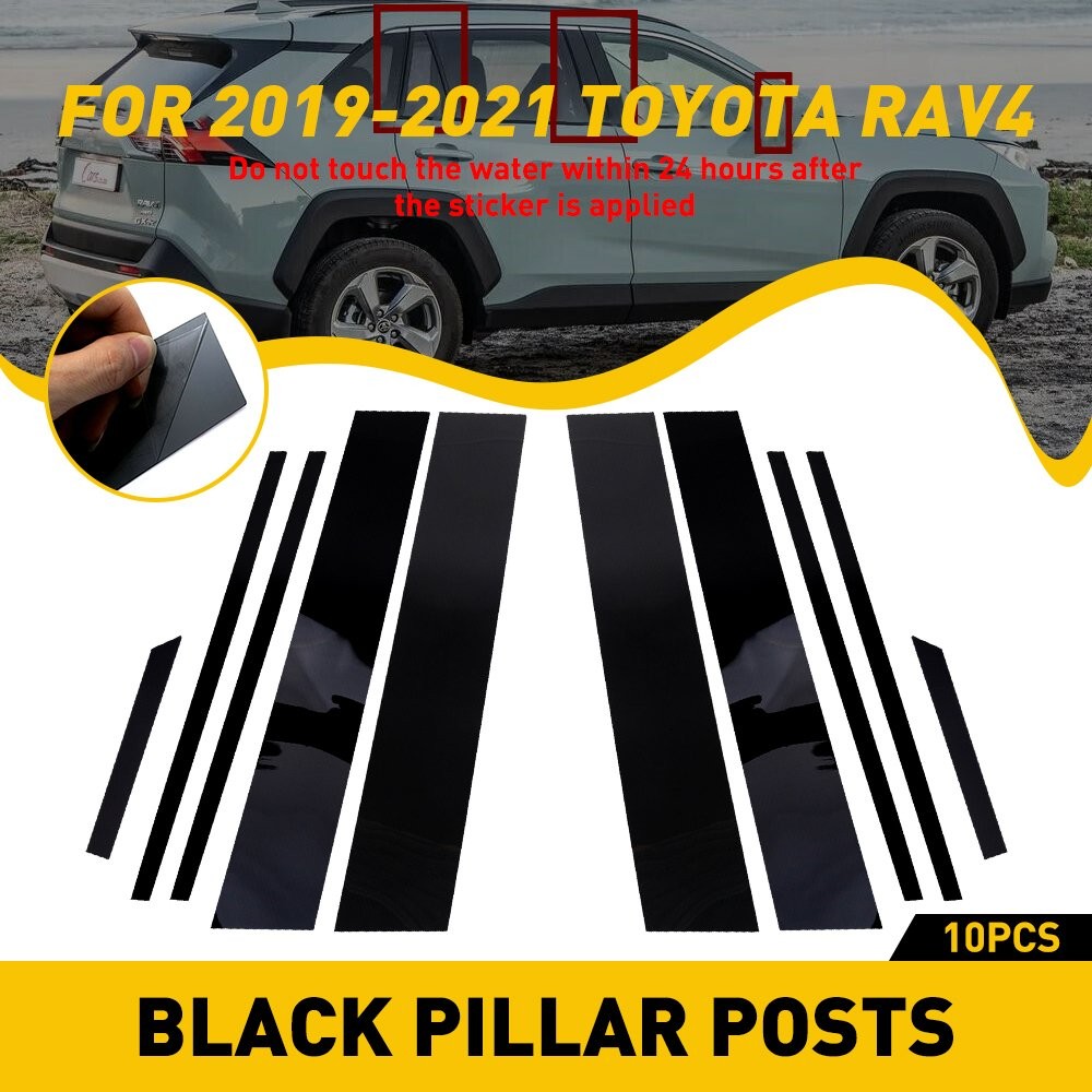 10/20x Decal Cover Fits For TOYOTA RAV4 2019-2021 Set Pillar Posts Door Window J
